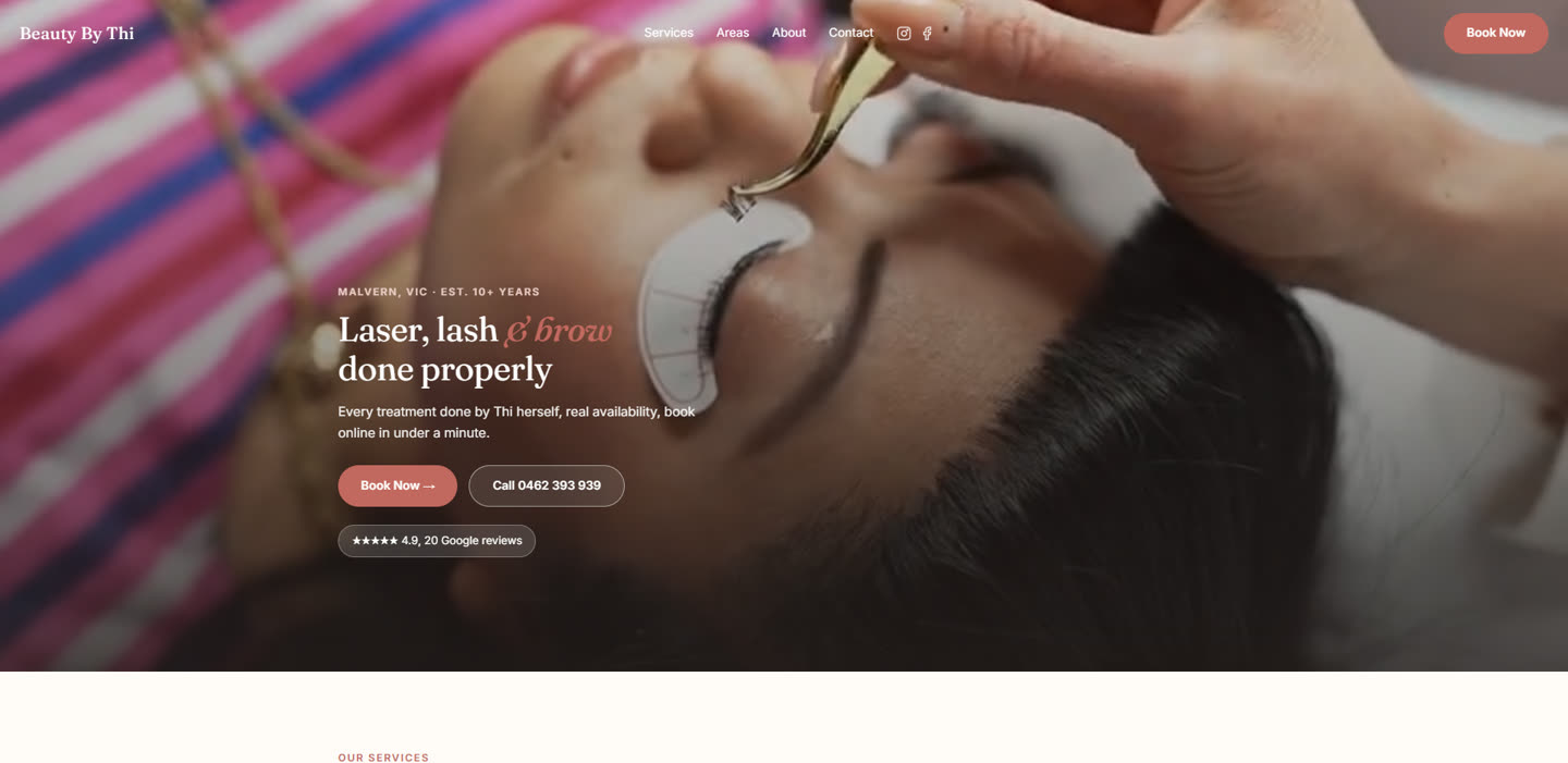 Beauty By Thi homepage, rebuilt concept