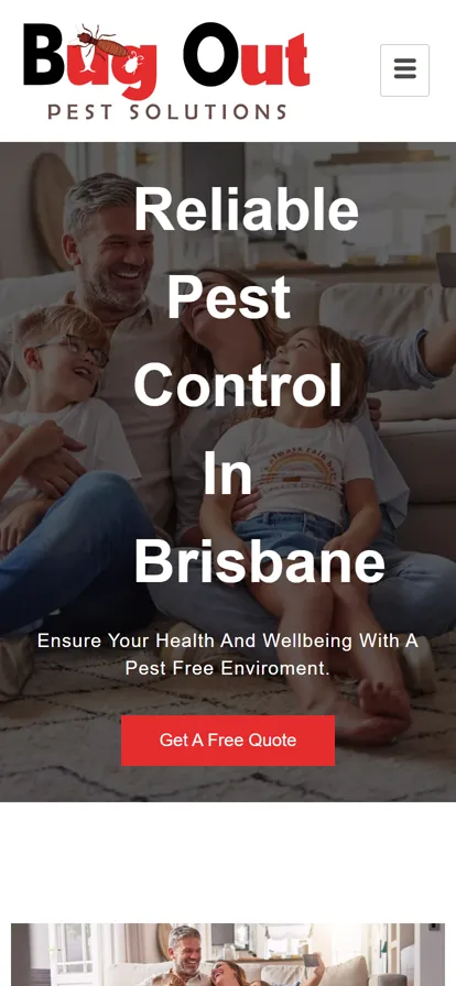 The Bug Out Pest Solutions site on a phone